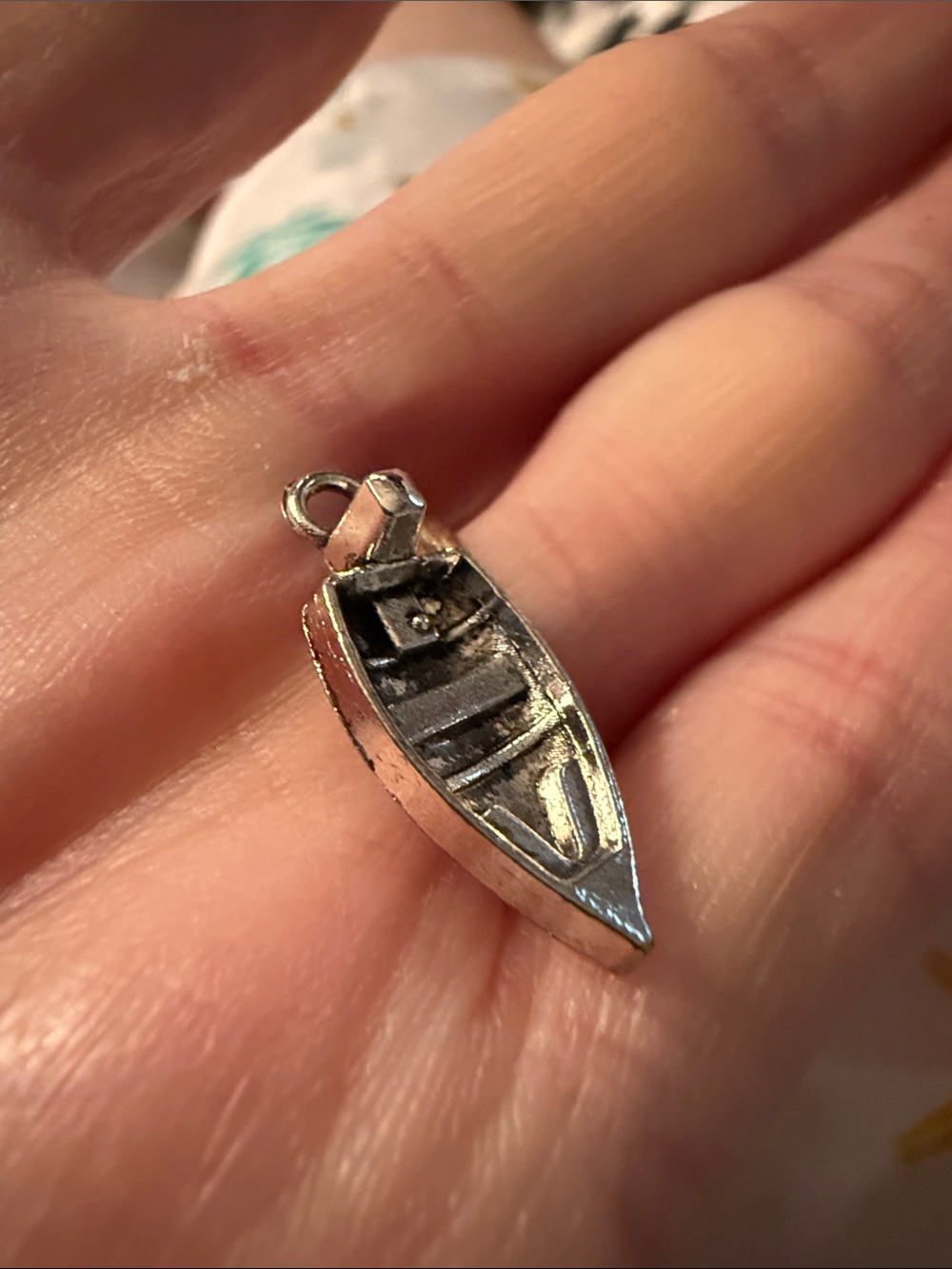 New Fishing Boat Charms Silvertone 1” detailed with outboard motor